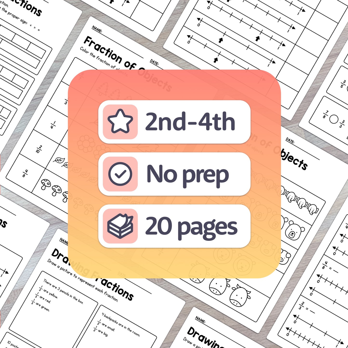 No prep fraction worksheets