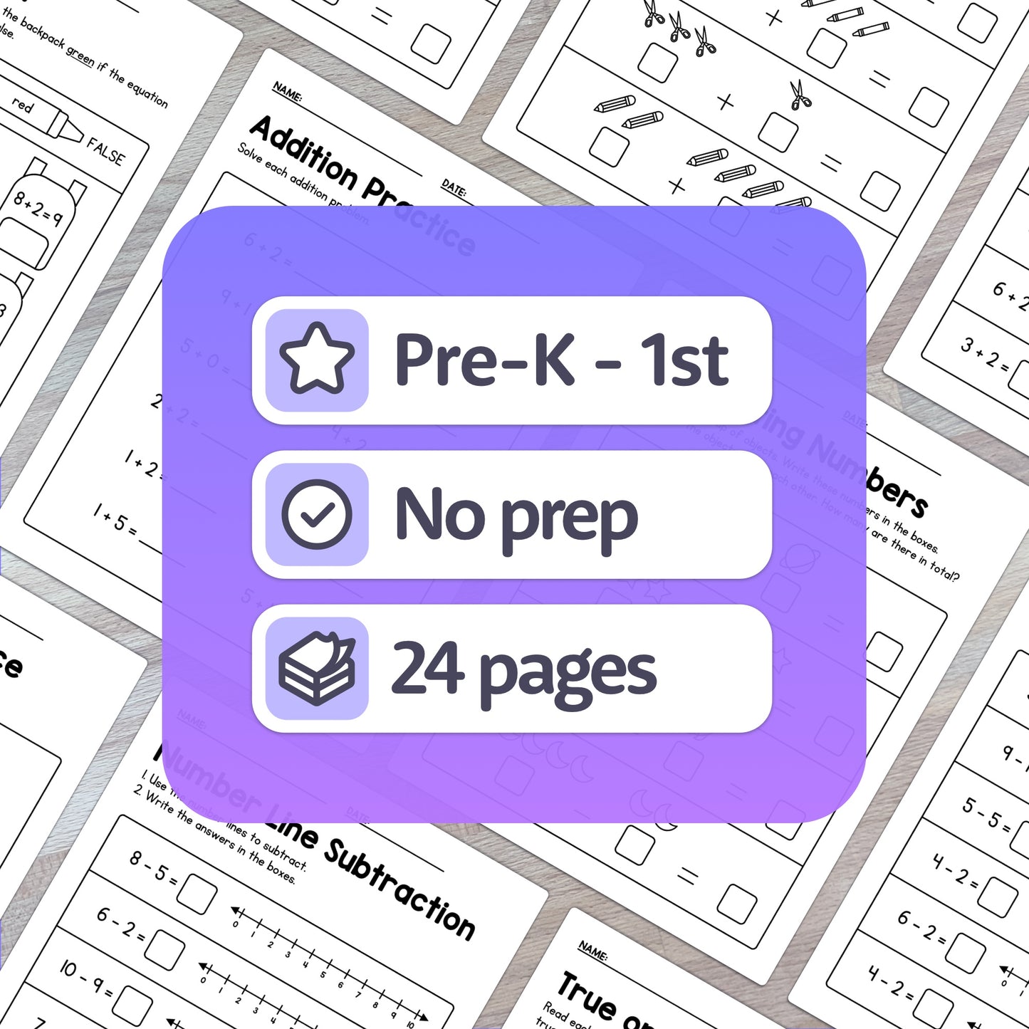 Pre-k, kindergarten & 1st grade math activities