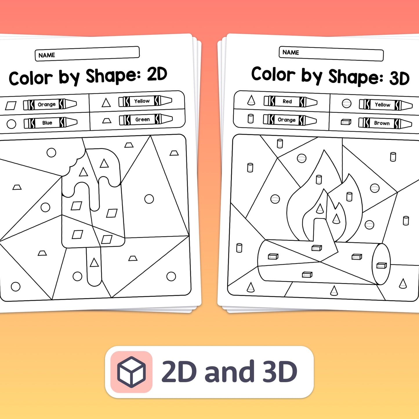 No prep 2d & 3d shape activities for kids