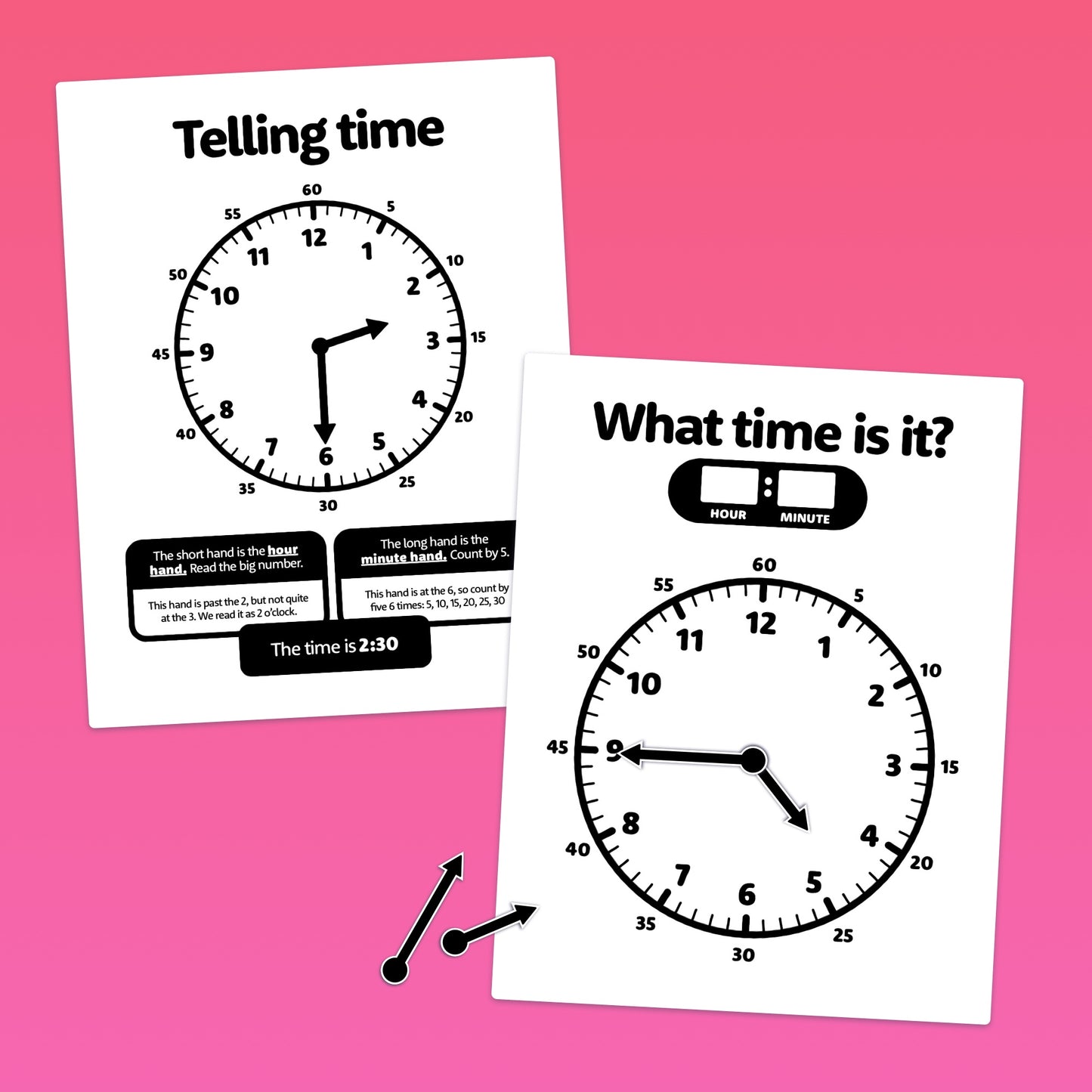 Interactive anchor charts: analog clocks