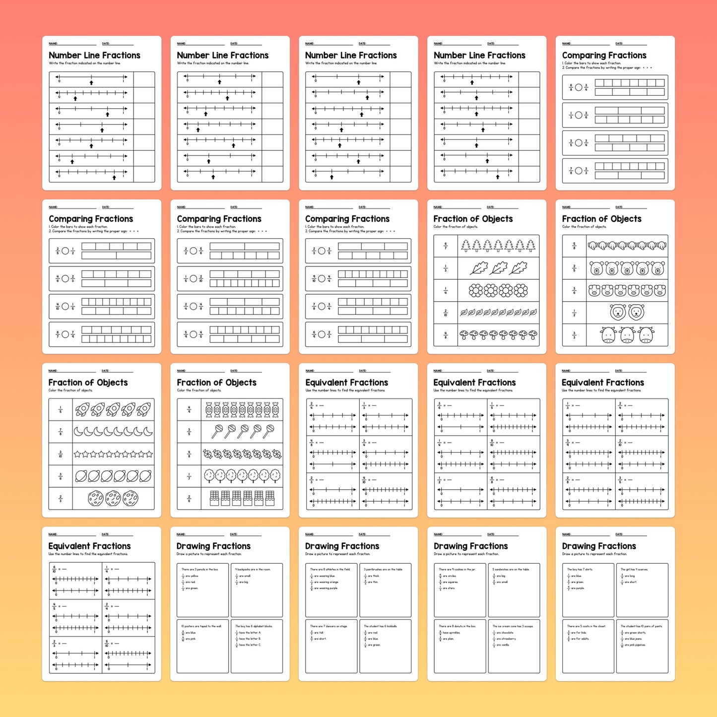 Beginner fraction activities