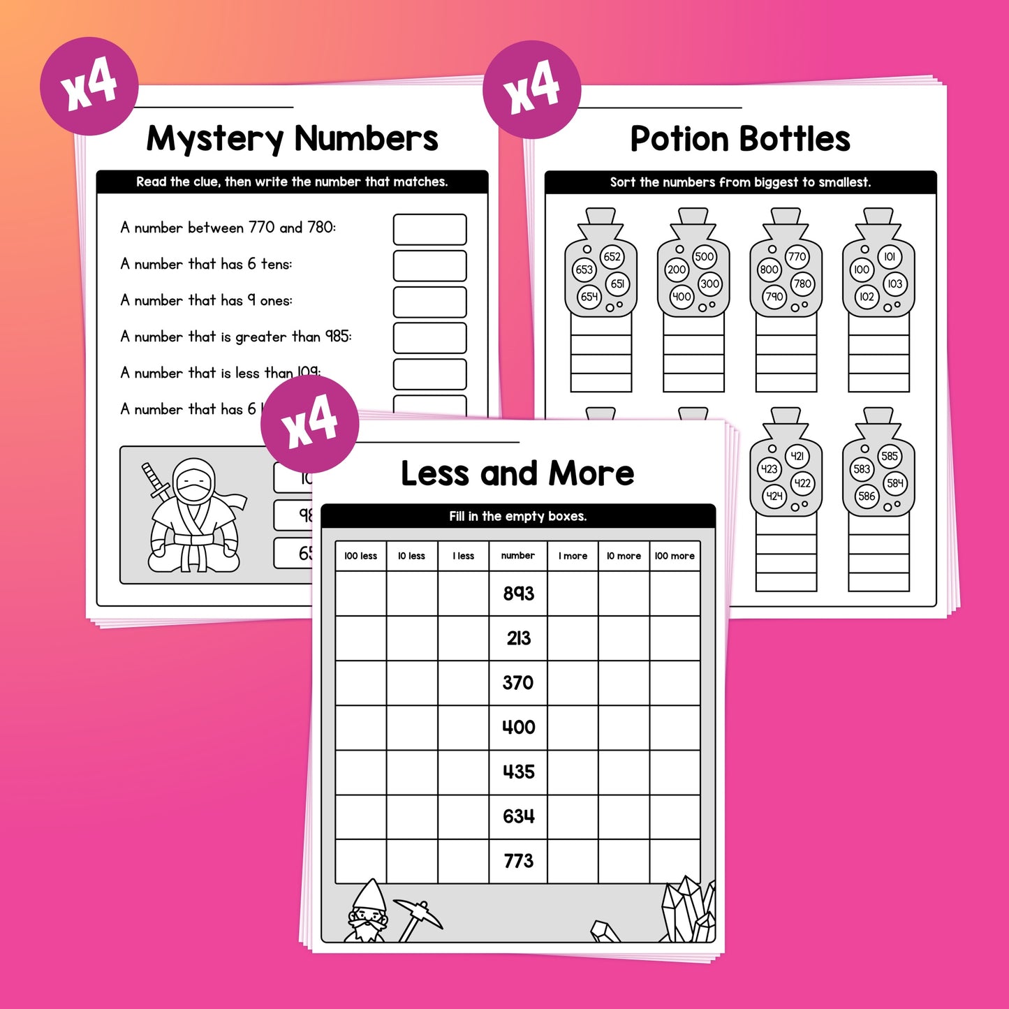 Beginner place value activities for 1st and 2nd grade