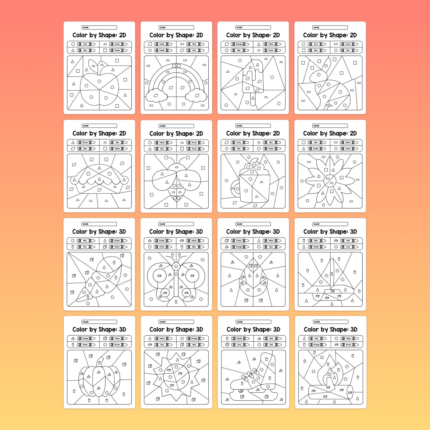Printable 2d & 3d shape worksheets and geometry centers