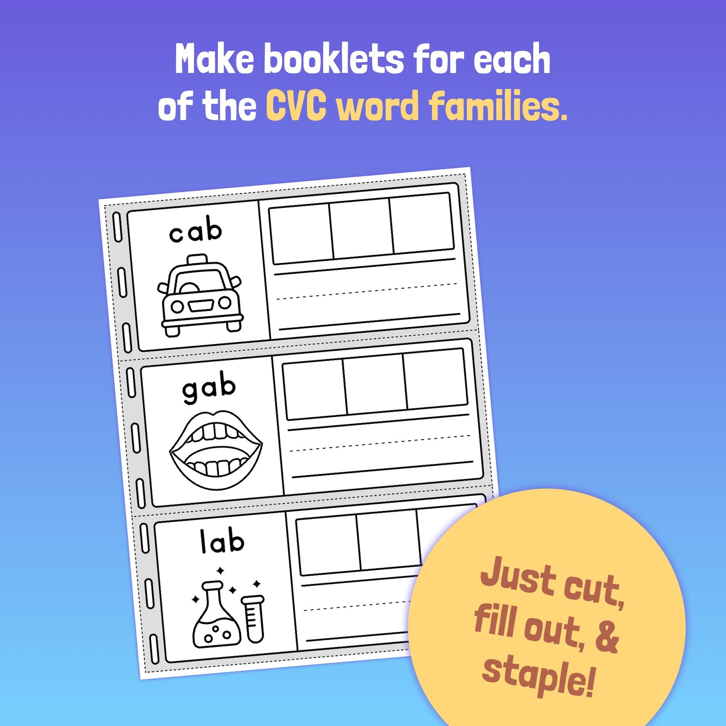 Practice CVC words printable