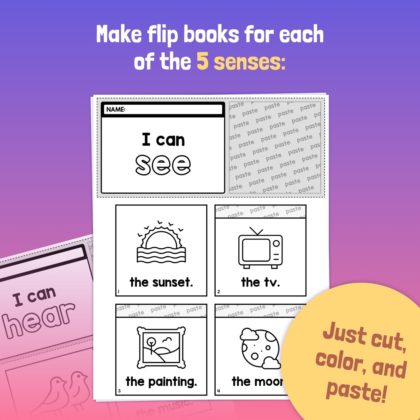 5 senses flip book science craft