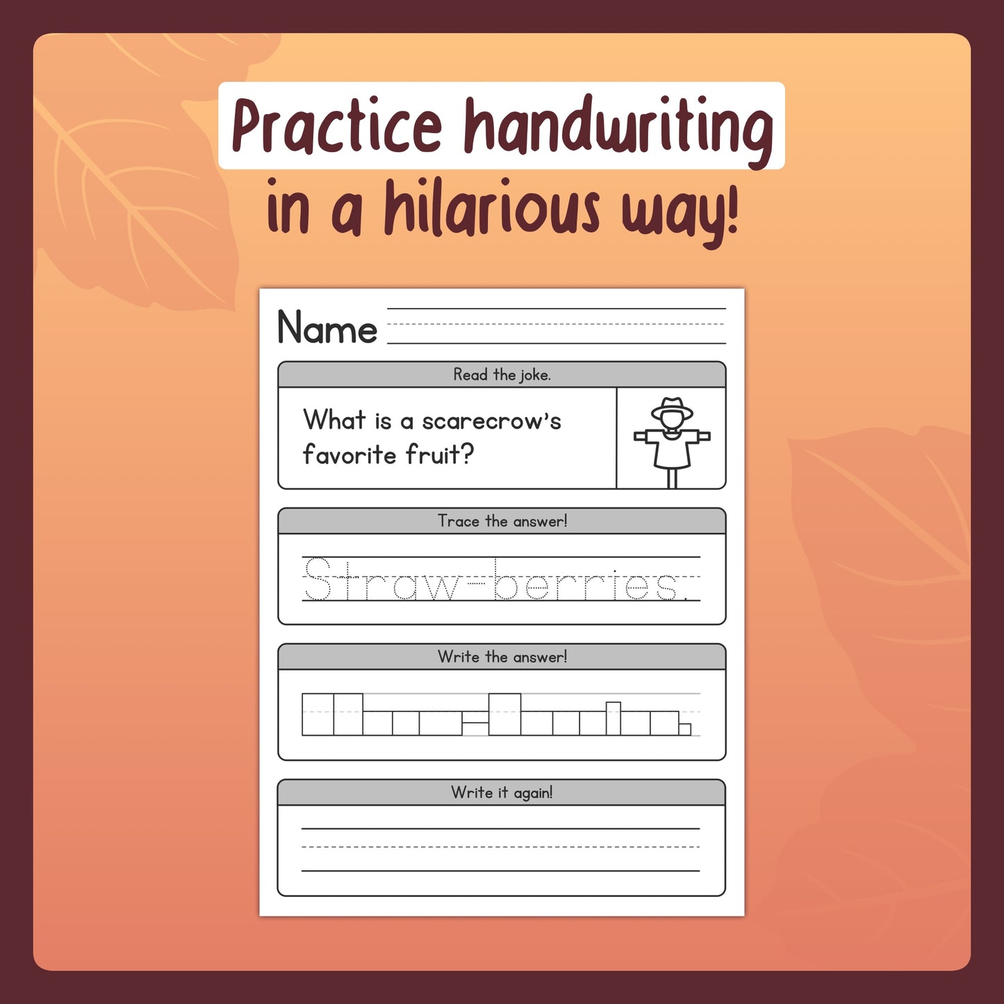 Autumn handwriting intervention worksheets