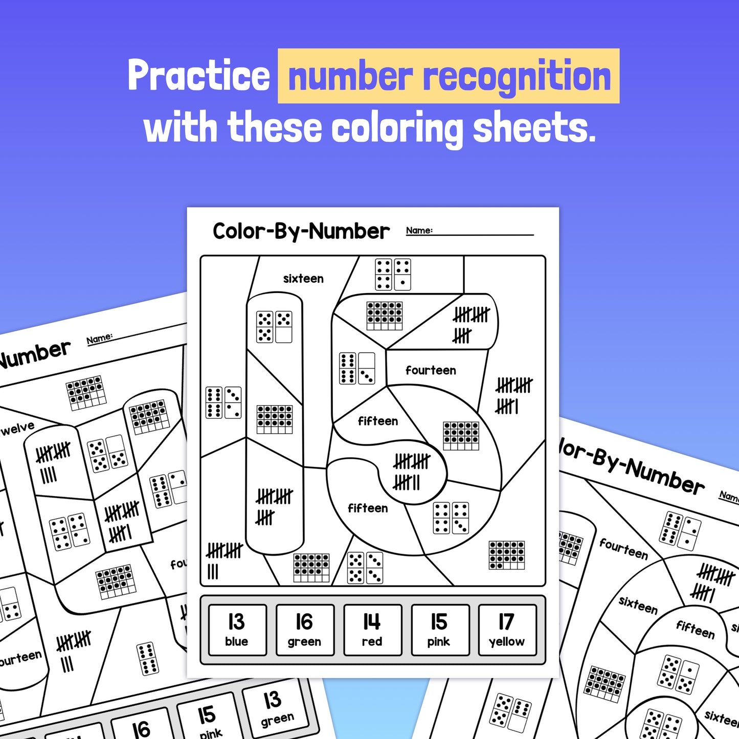 teen number sense coloring sheets