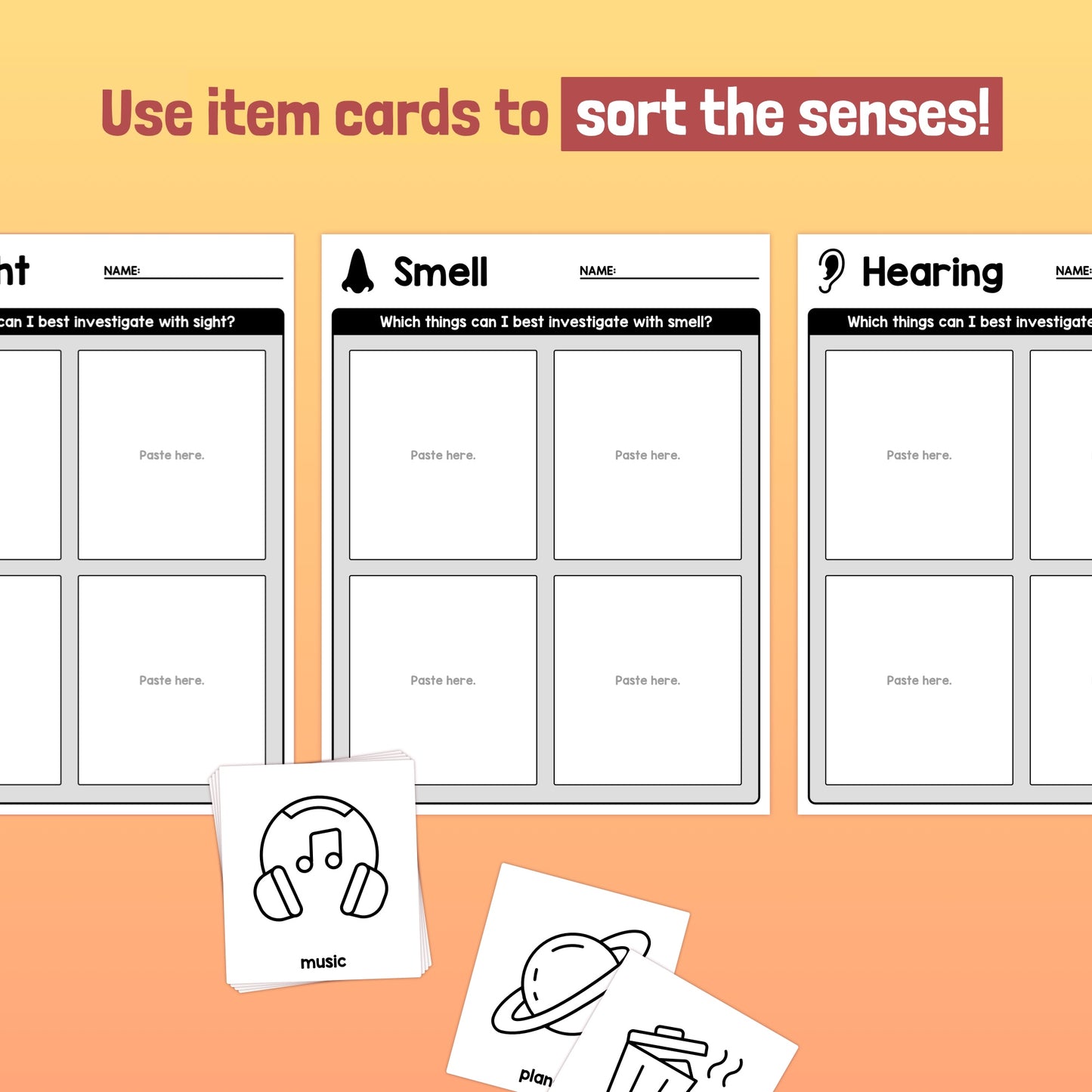 Kindergarten science center: the 5 senses