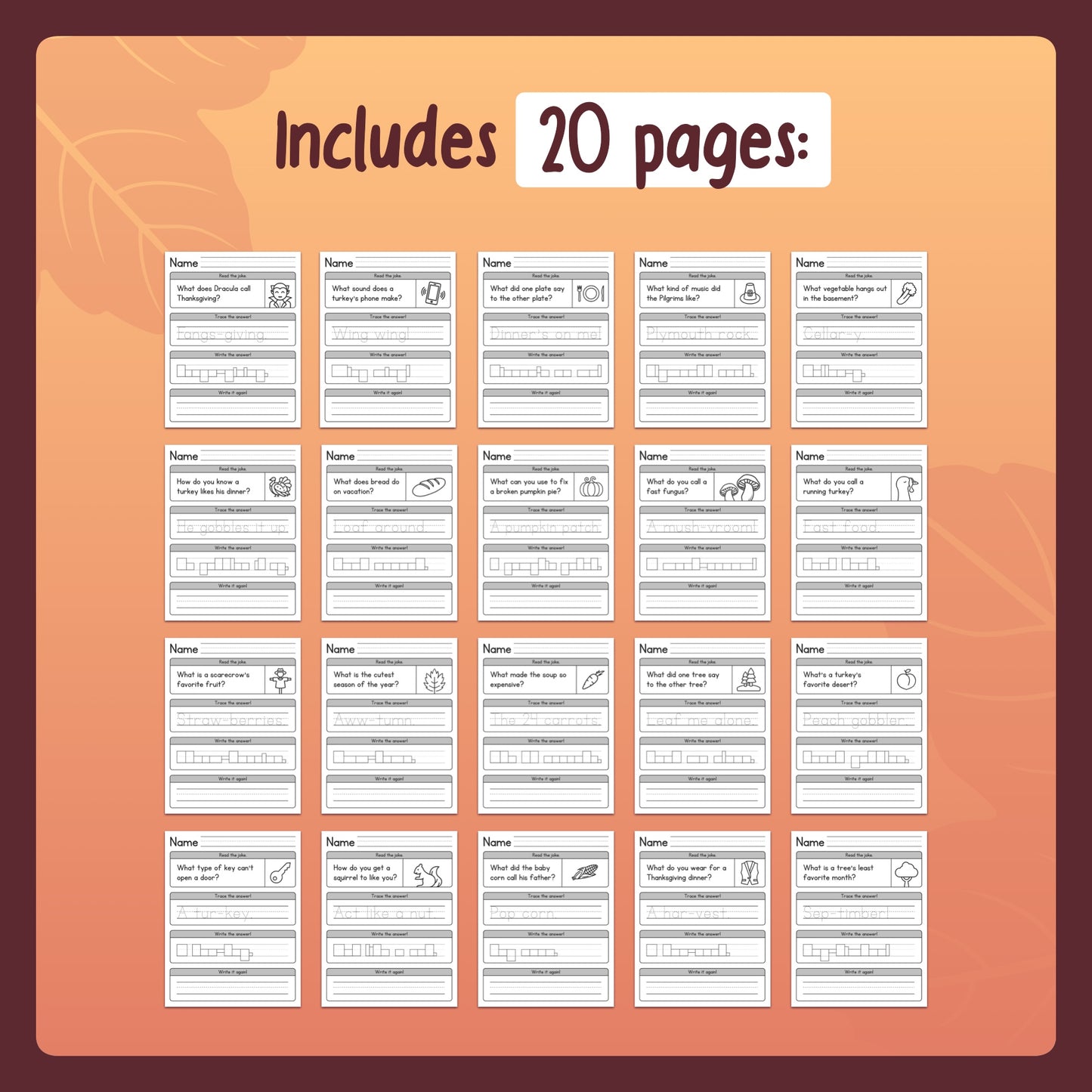 No prep October & November handwriting activities