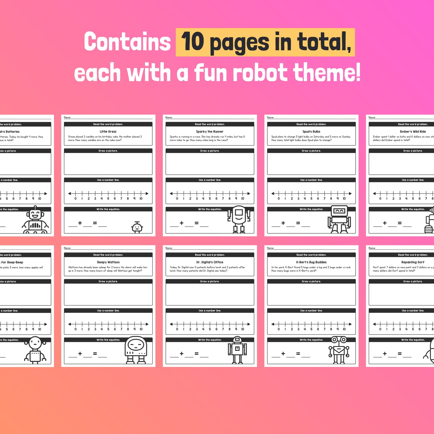 1st grade & kindergarten addition word problem centers