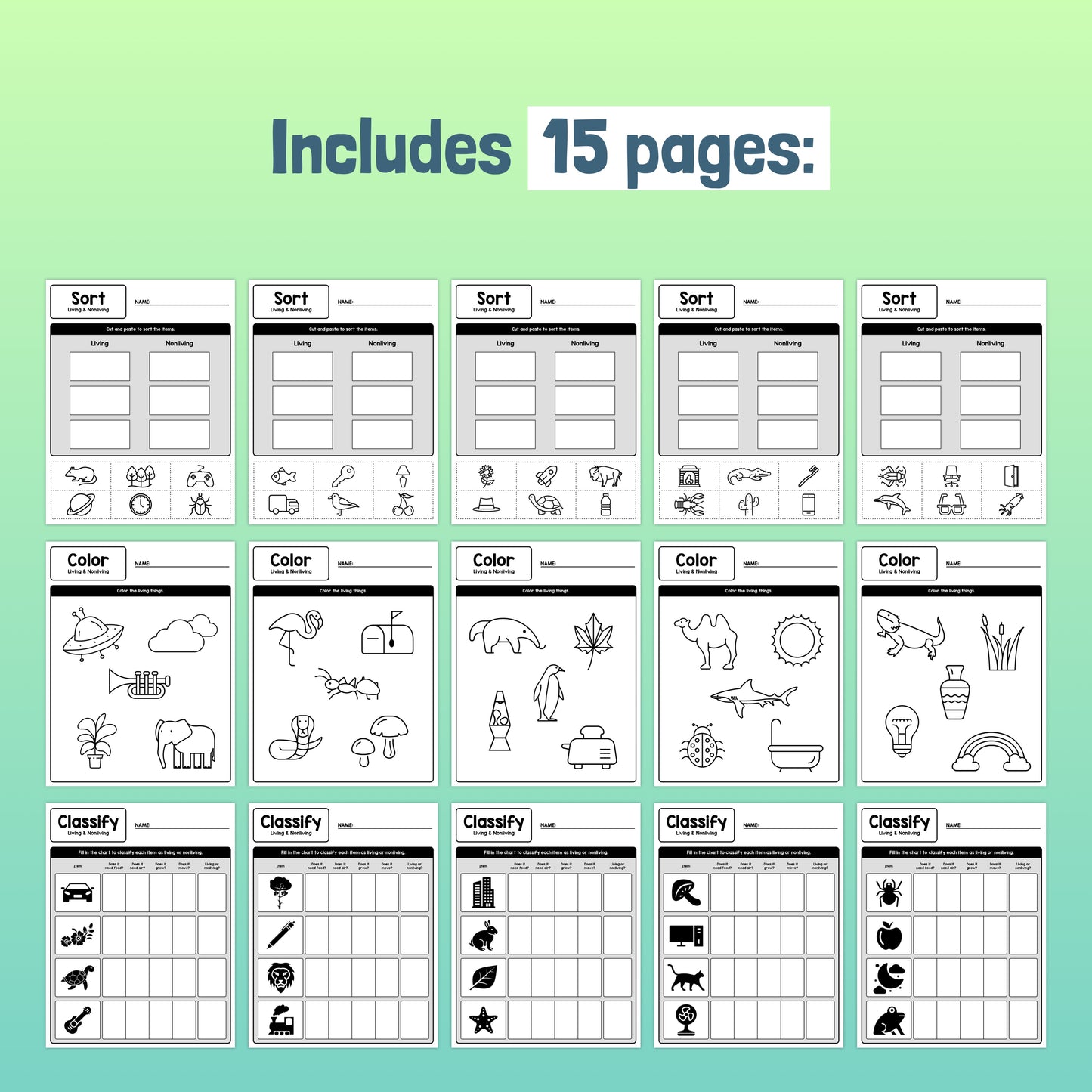 No prep kindergarten science printable