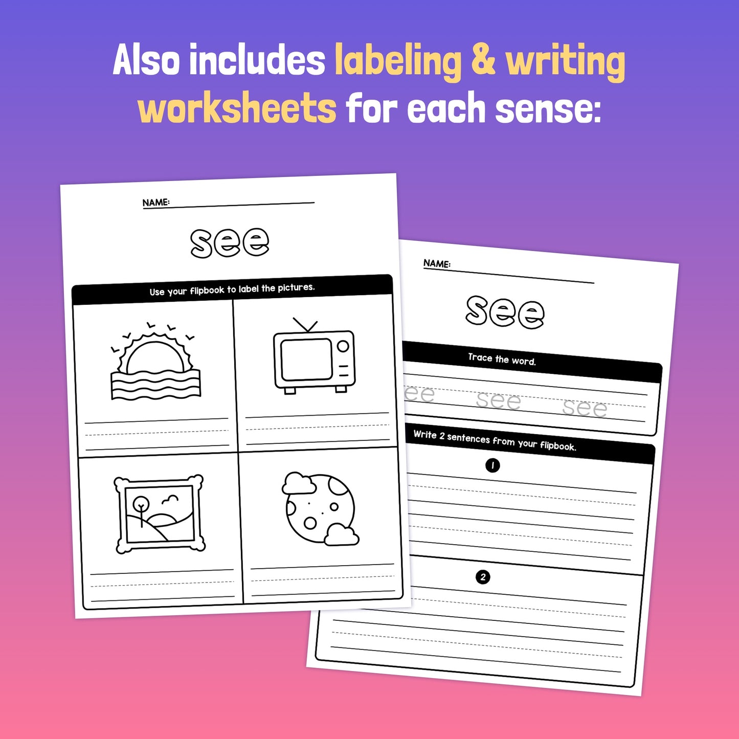 5 senses worksheets and activities