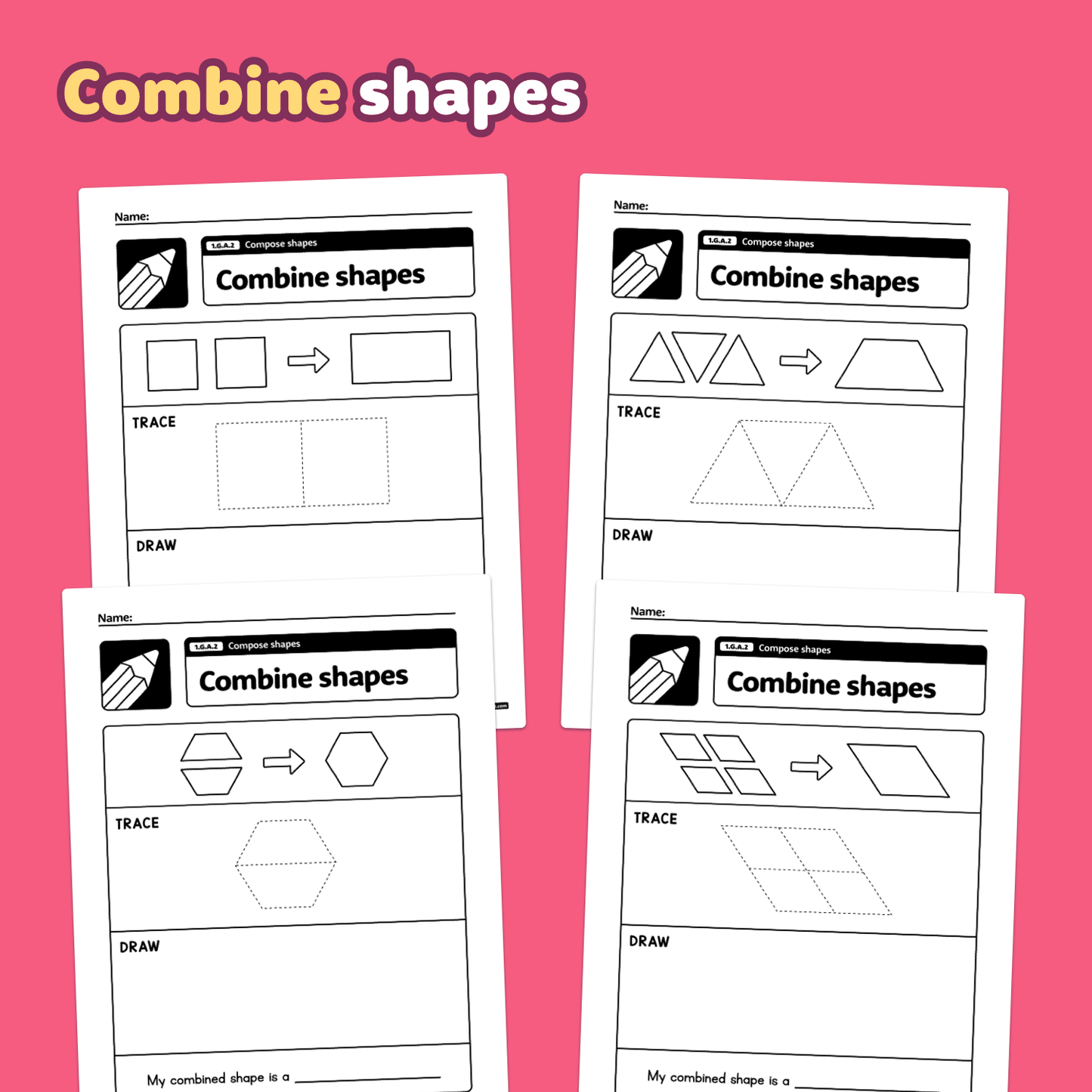 Compose Shapes Worksheets | 1.G.A.2