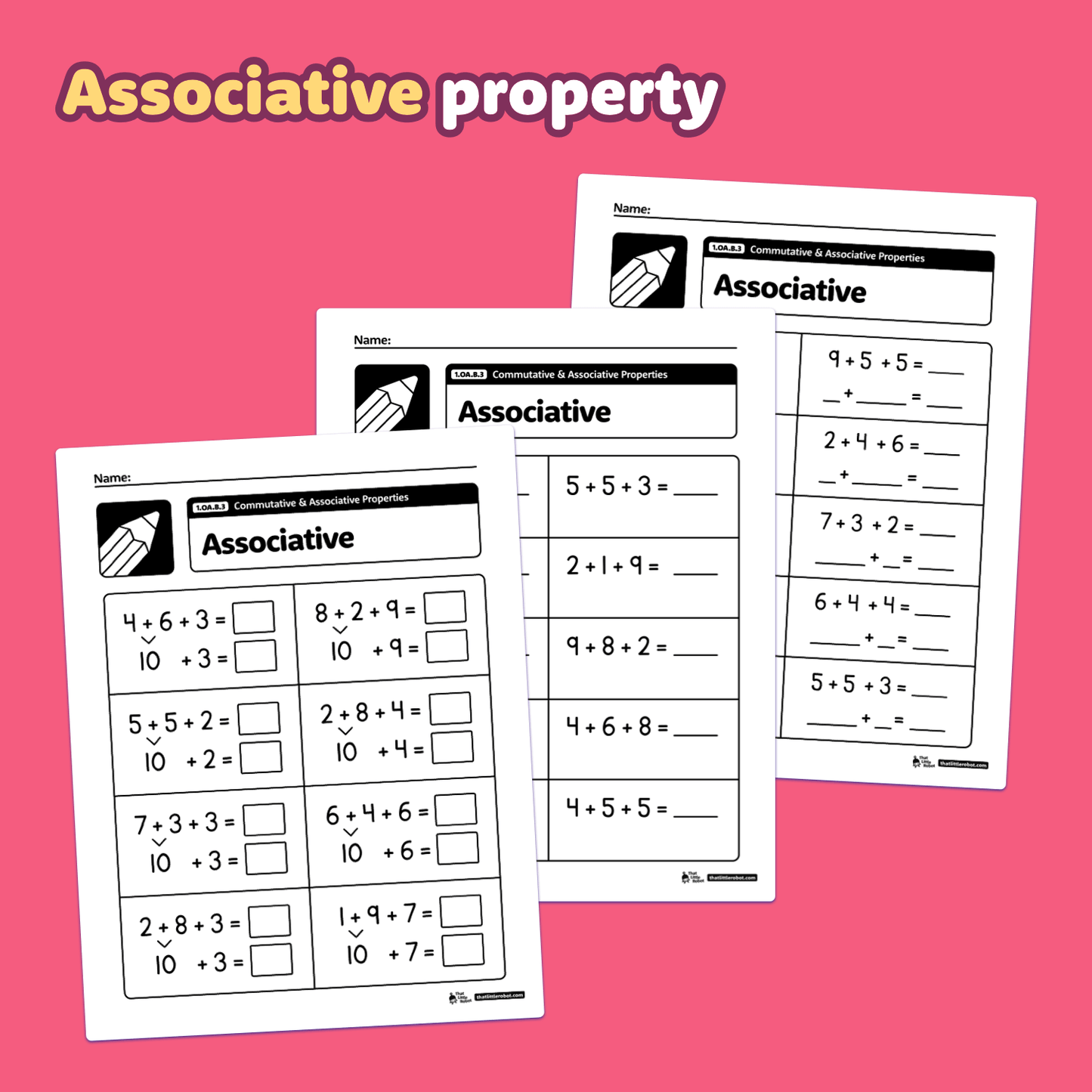 Commutative & Associative Properties Worksheets | 1.OA.B.3