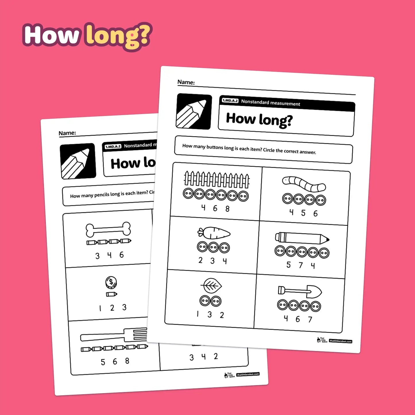 Nonstandard Measurement Worksheets | 1.MD.A.2