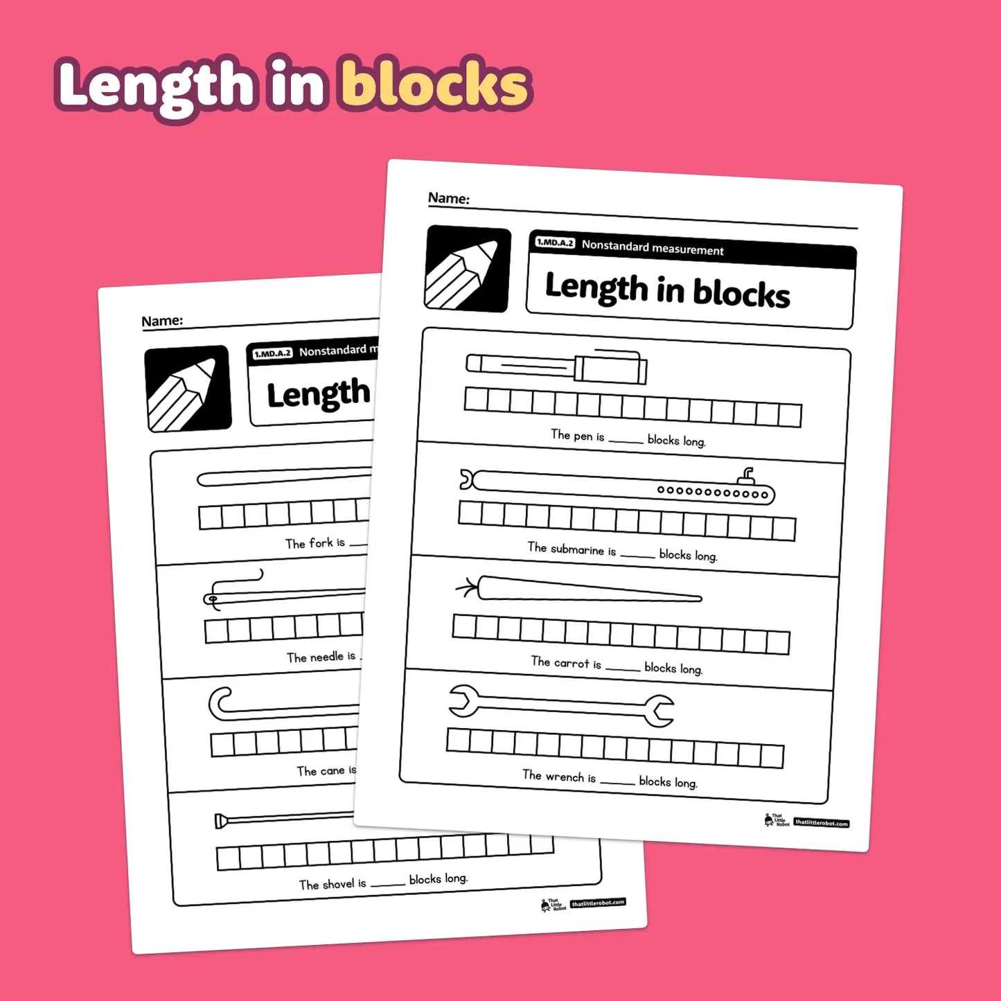 Nonstandard Measurement Worksheets | 1.MD.A.2