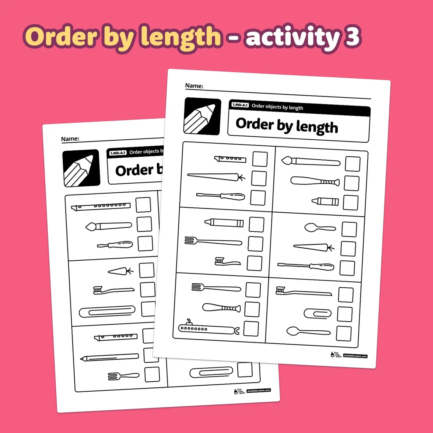 Order Objects By Length Worksheets | 1.MD.A.1