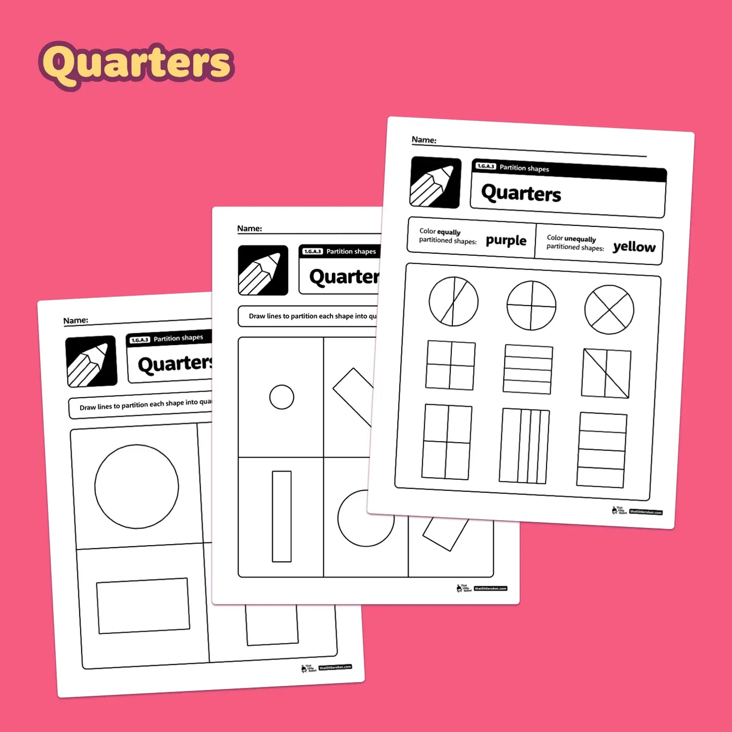 Partition Shapes Worksheets | 1.G.A.3