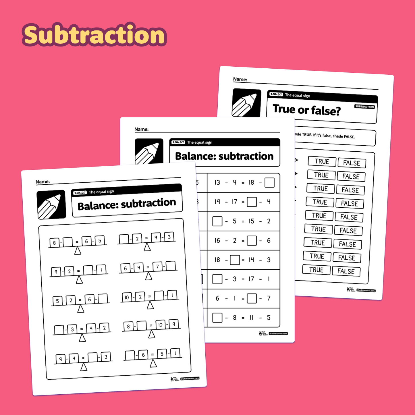 The Equal Sign Worksheets | 1.OA.D.7