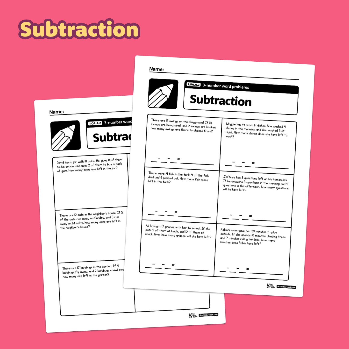 Two Step Word Problems Worksheets | 1.OA.A.2