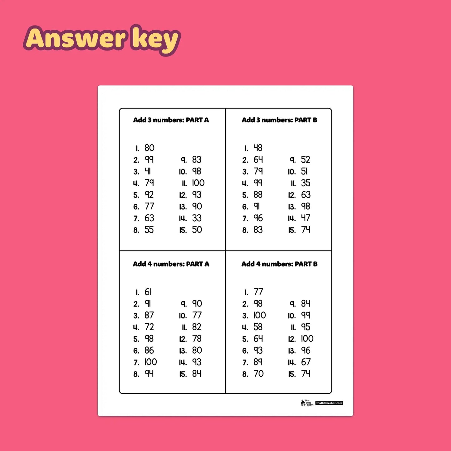 Add Multiple 2-Digit Number Worksheets | 2.NBT.B.6