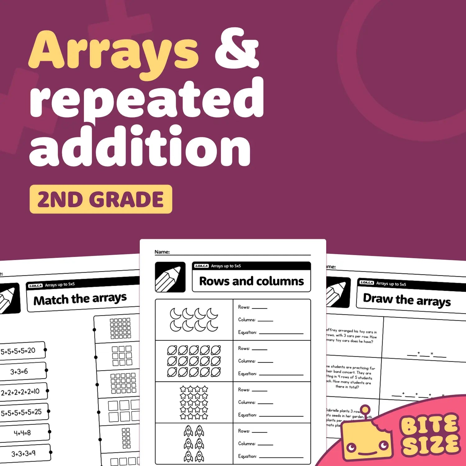 Arrays & Repeated Addition Worksheets | 2.OA.C.4 | Printable PDF – That ...