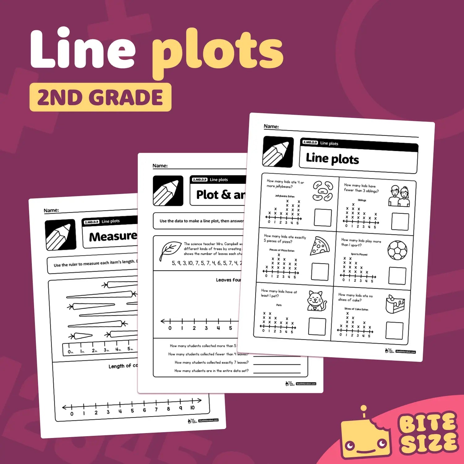Line Plots Worksheets | 2.MD.D.9 | Printable PDF – That Little Robot