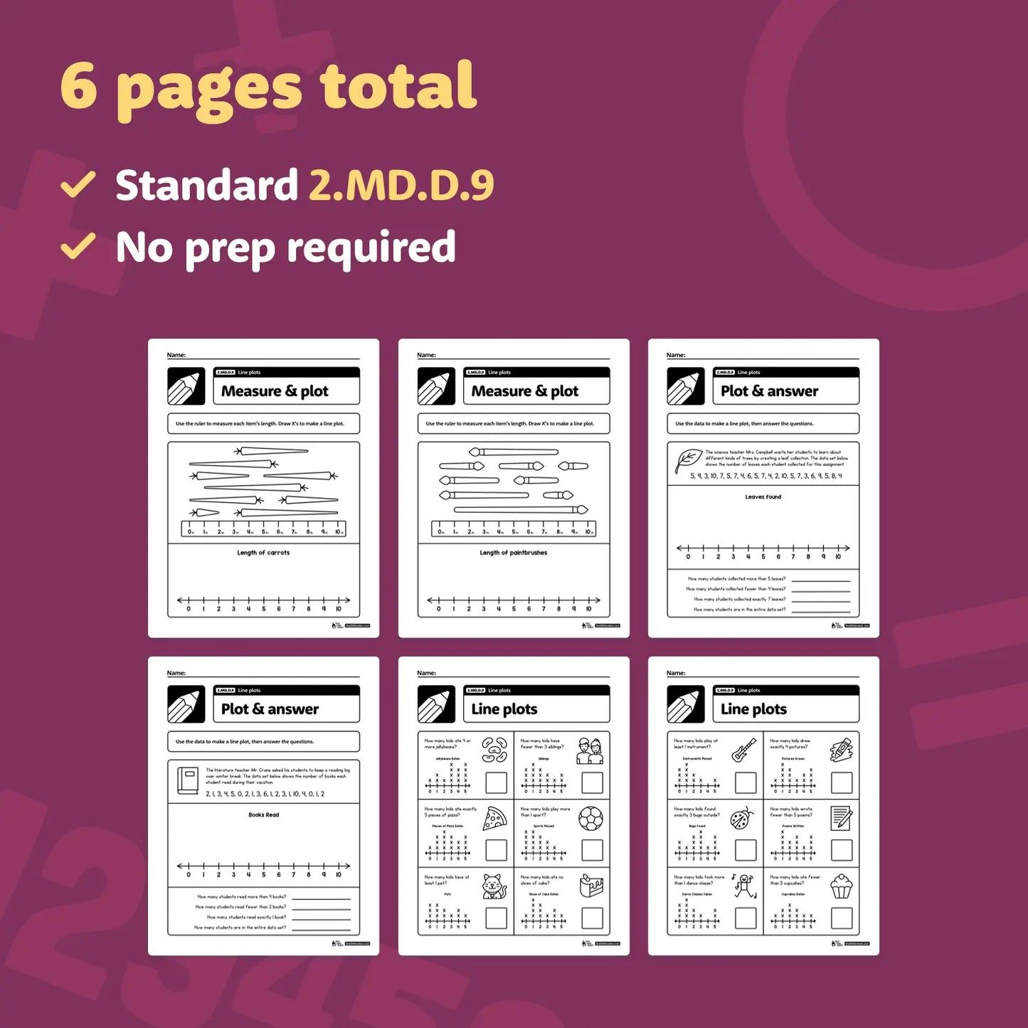 Line Plots Worksheets | 2.MD.D.9