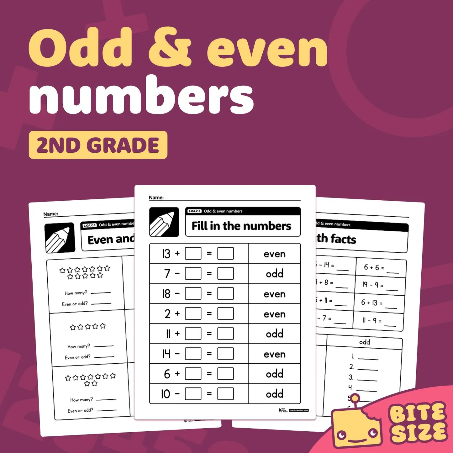 Odd & Even Numbers Worksheets | 2.OA.C.3