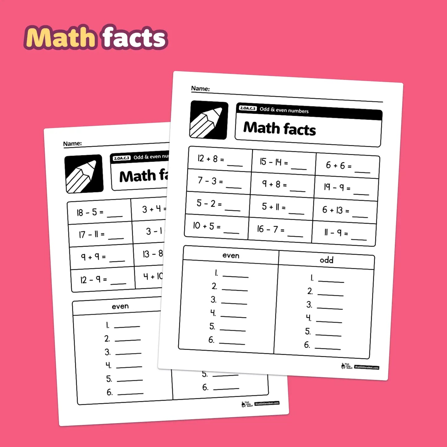 Odd & Even Numbers Worksheets | 2.OA.C.3