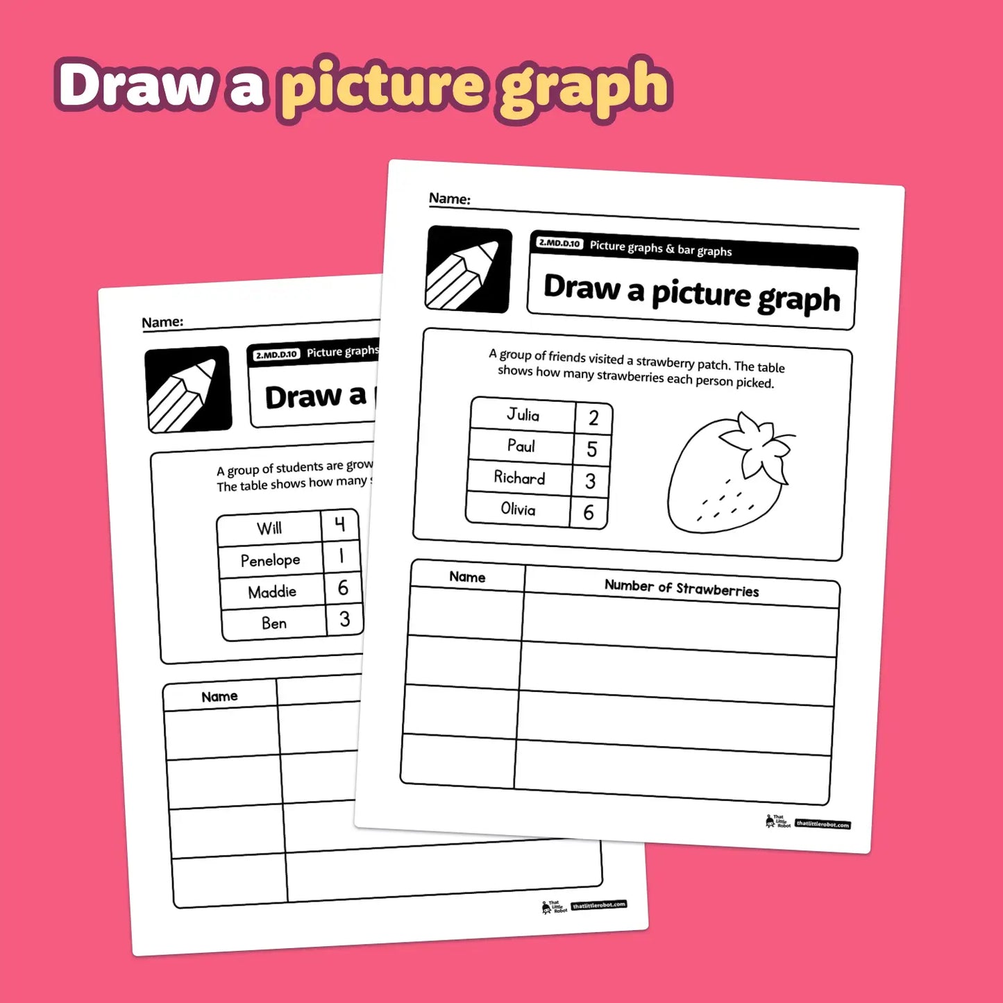 Picture Graphs & Bar Graphs Worksheets | 2.MD.D.10