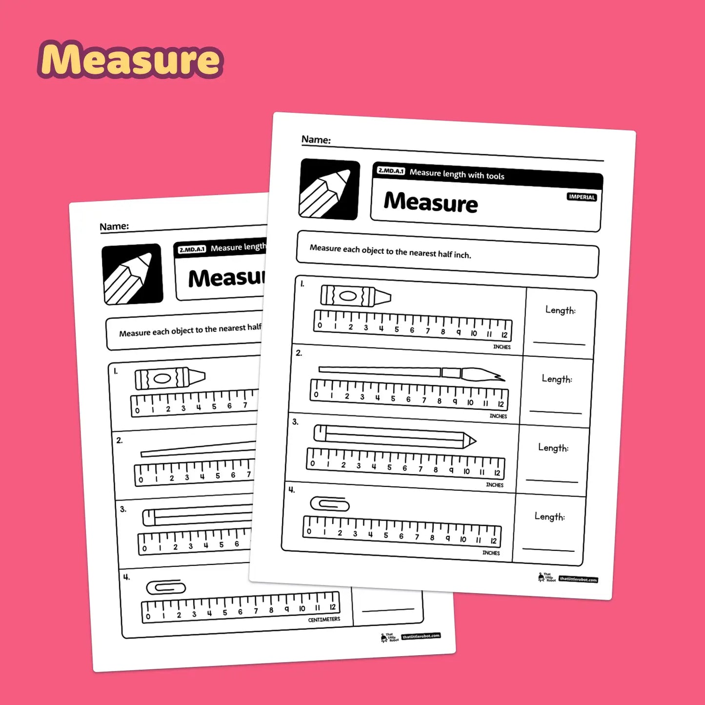 Measure Length With Tools Worksheets | 2.MD.A.1