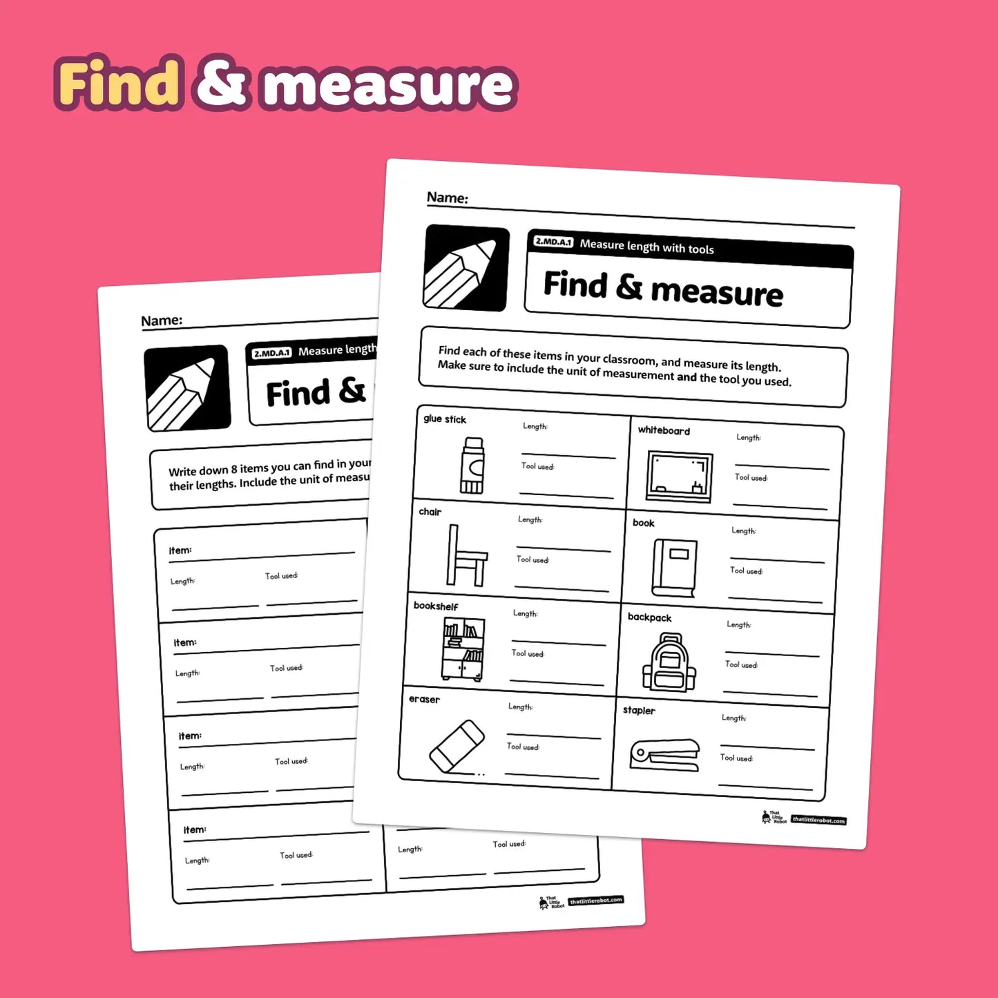 Measure Length With Tools Worksheets | 2.MD.A.1