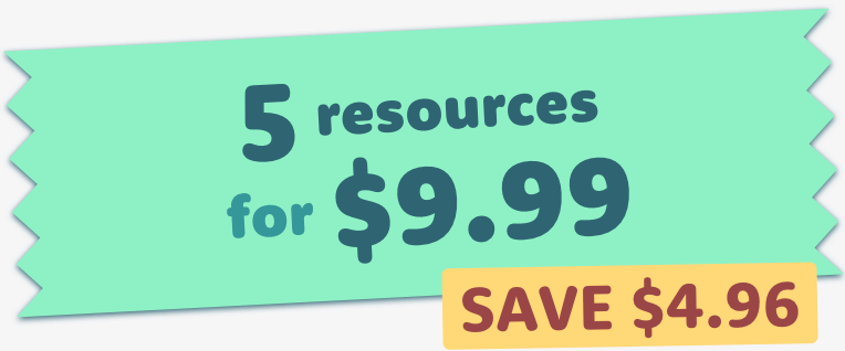 Ticket reading "5 resources for $9.99 / SAVE $4.96"