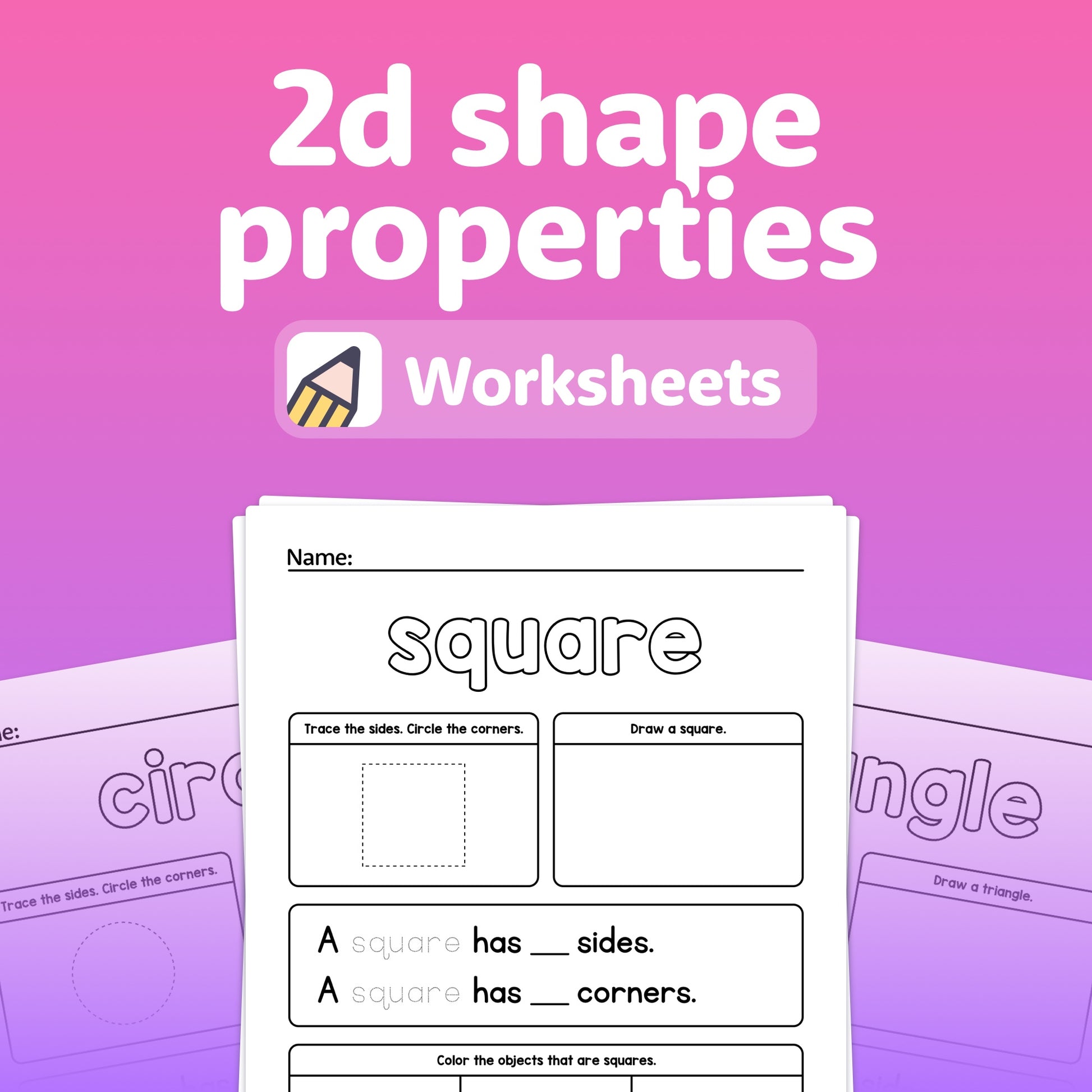 2d shape properties worksheets, activities, and math centers