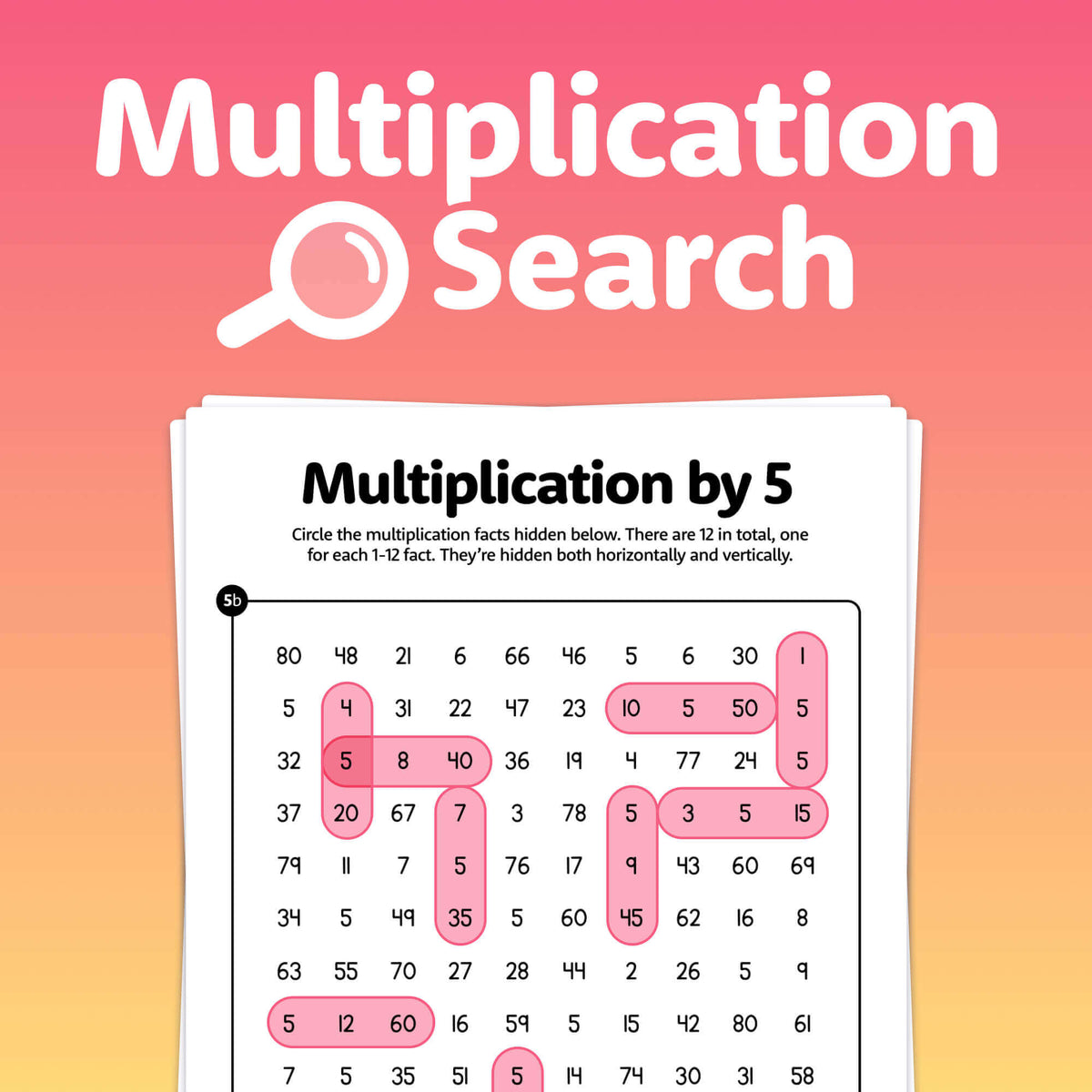 Math Multiplication Search Multiplication Search Worksheets (Printable PDF) – That Little Robot