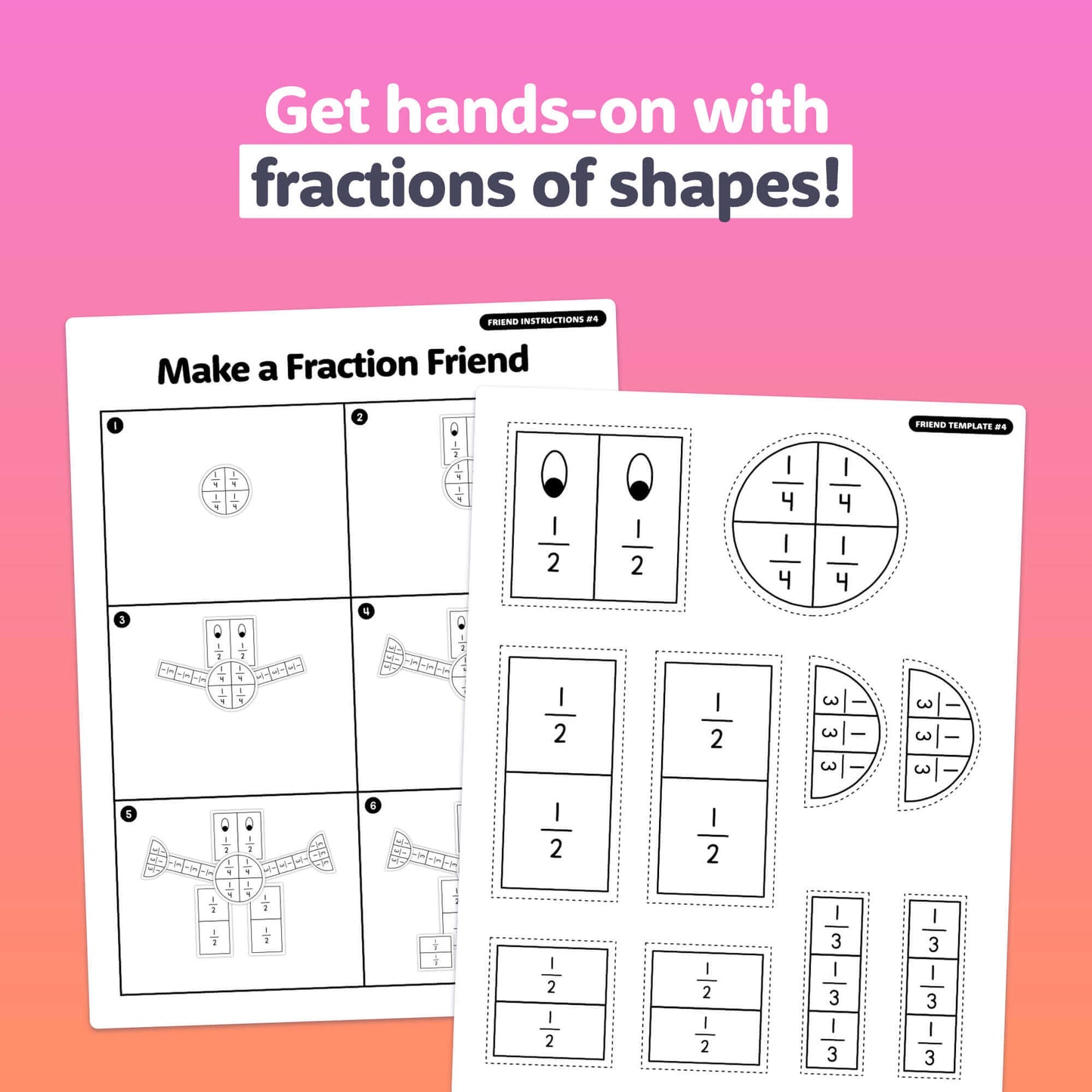 Fraction Friends Math Craft PDF file.