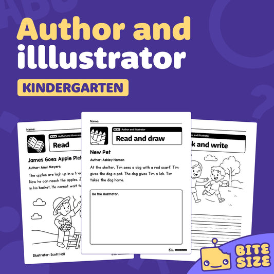 Printable PDF showing kindergarten author and illustrator worksheets, RL.K.6.