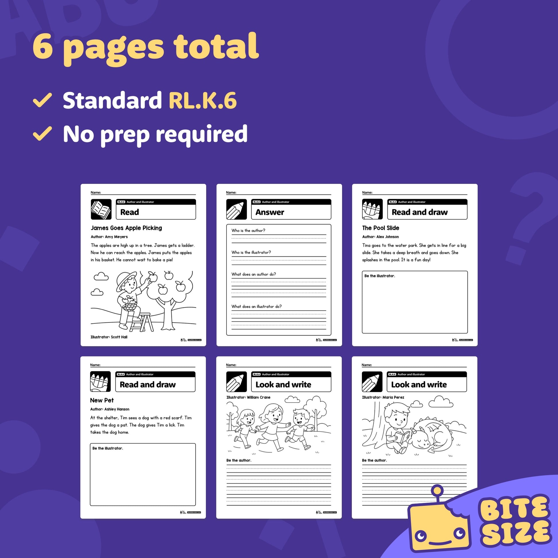 Worksheets for kindergarten with reading prompts and spaces for drawing.