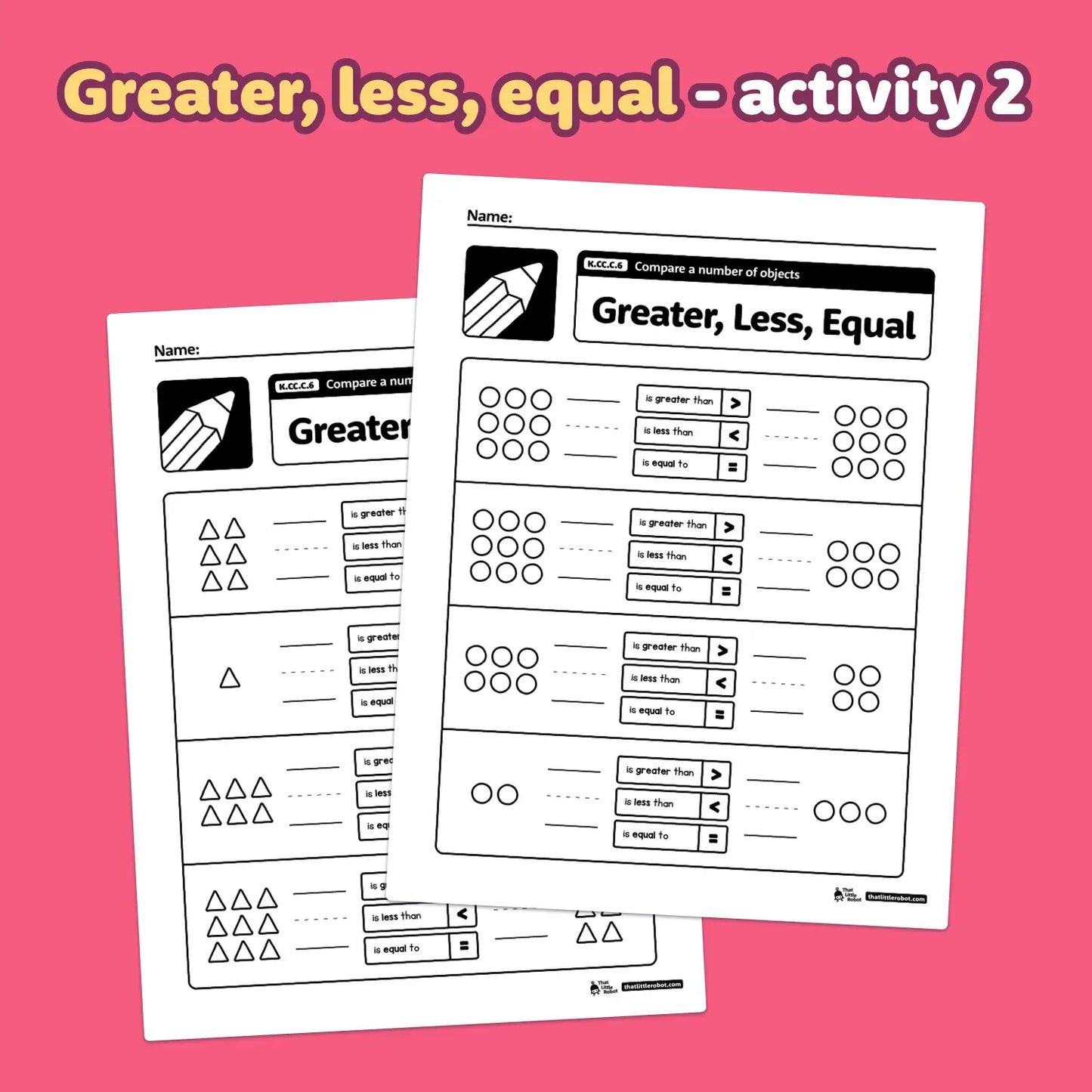 Compare a Number of Objects Worksheets | K.CC.C.6