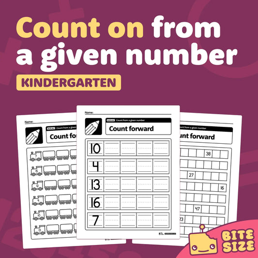 Count on From a Given Number Worksheets | K.CC.A.2