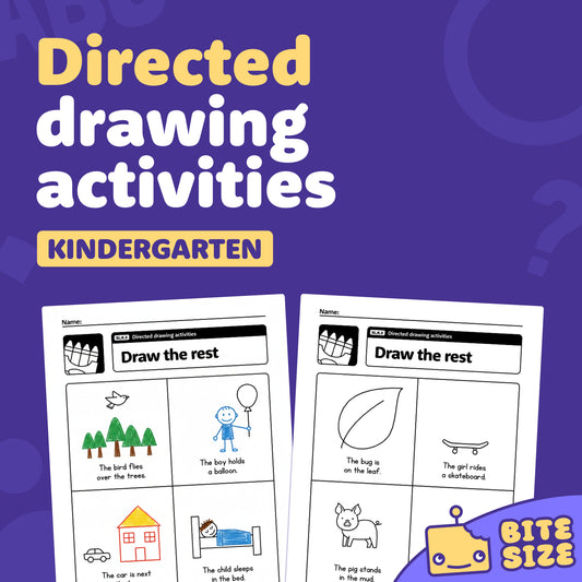 Two drawing activity worksheets with SL.K.5 labeled at the top of each sheet.