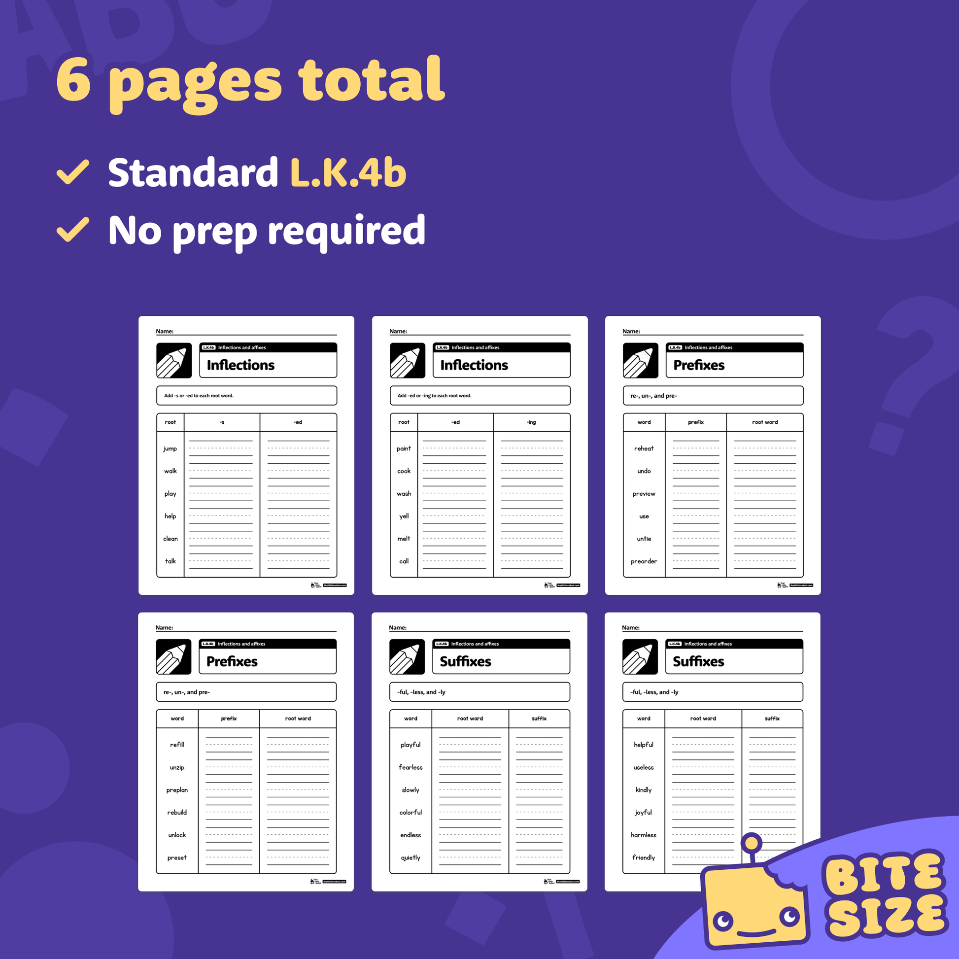 Preview of six black and white printable kindergarten worksheet pages.