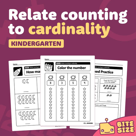 Relate Counting to Cardinality Worksheets | K.CC.B.4