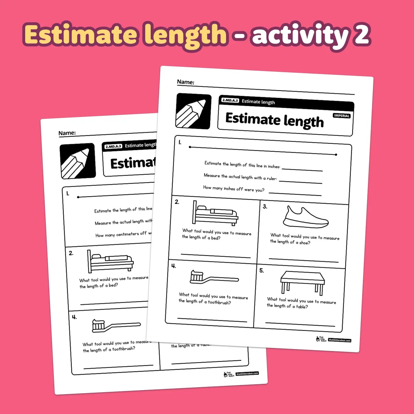 Estimate Length Worksheets | 2.MD.A.3