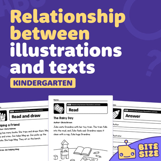 Kindergarten worksheet with text and illustrations, RL.K.7 standard.