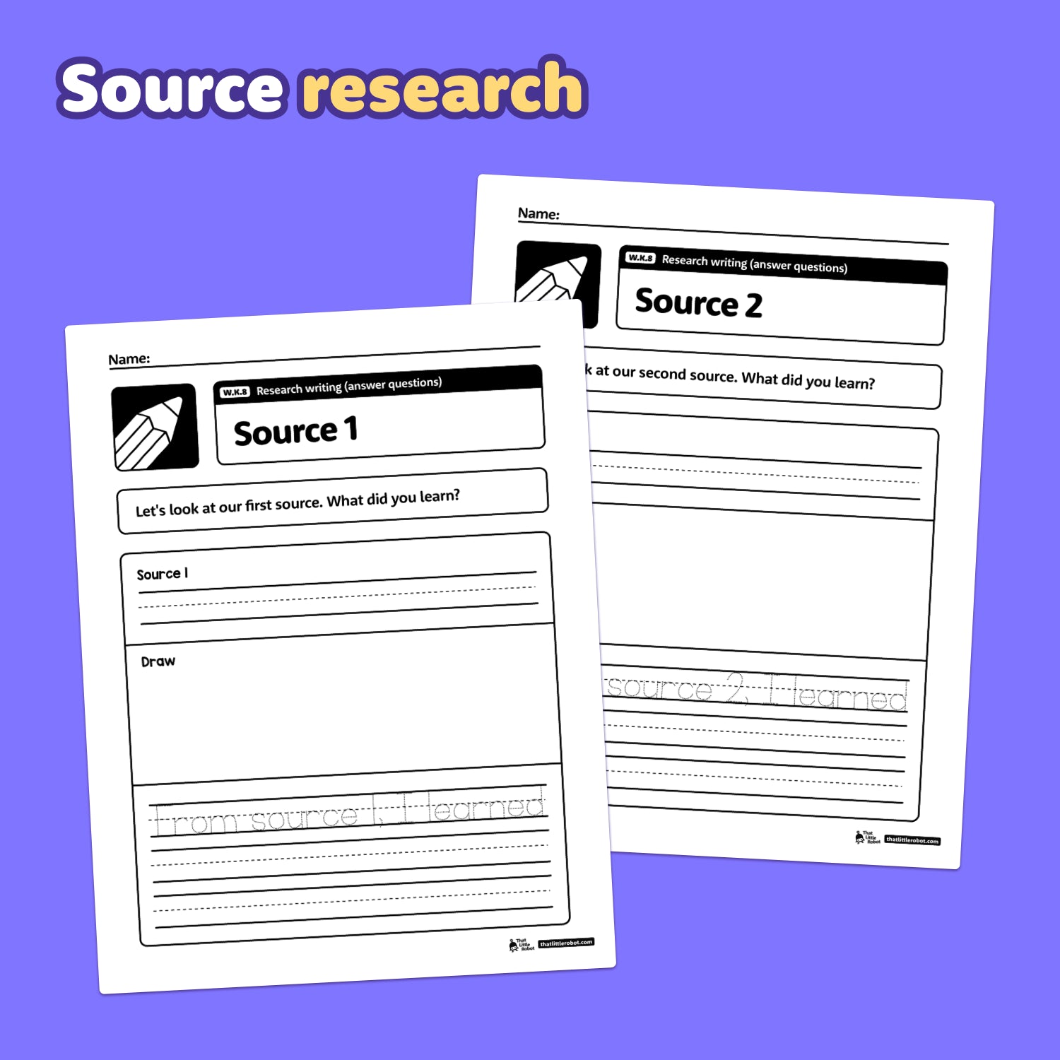Two black and white printable writing graphic organizer worksheets are shown.