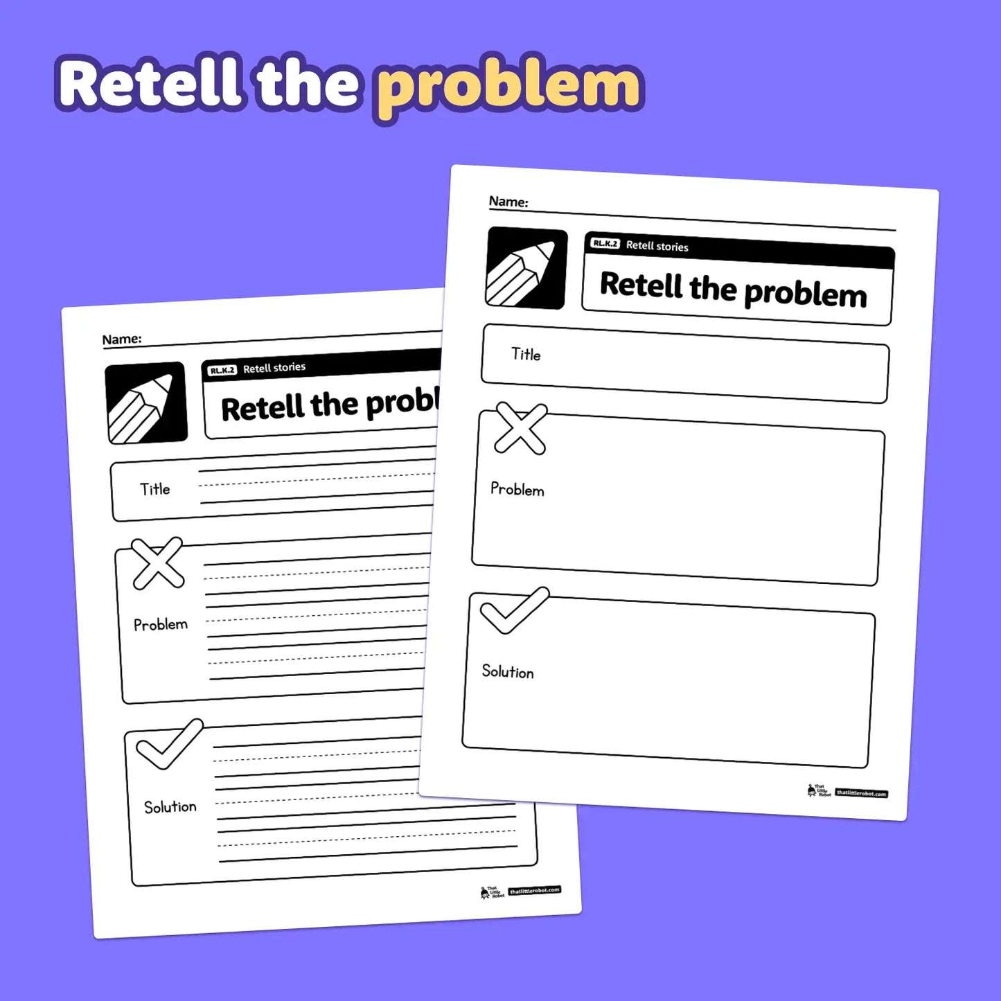 Printable PDF worksheets with story retelling activities for kindergarten students.