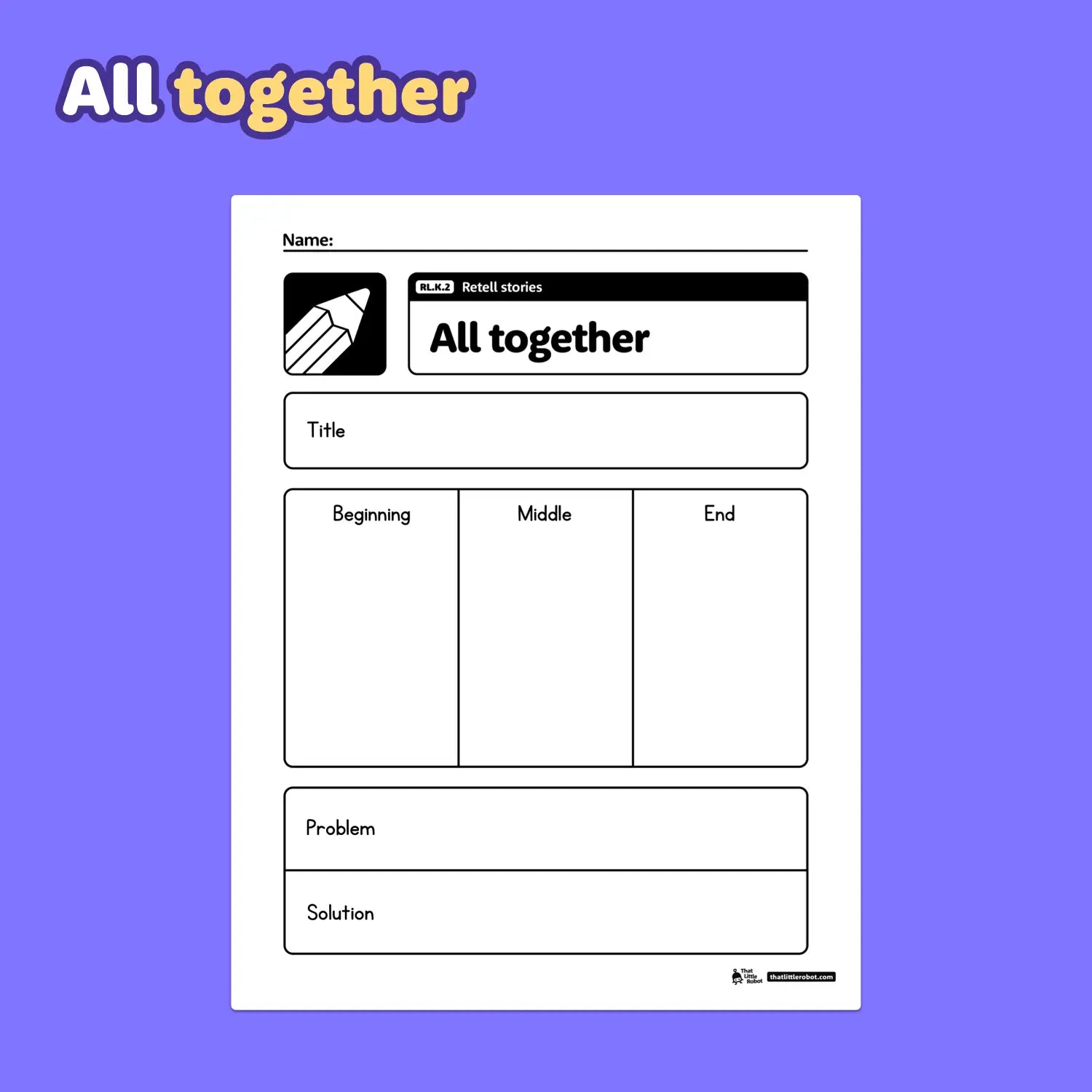 Kindergarten worksheet with instructions and sections for retelling a story.