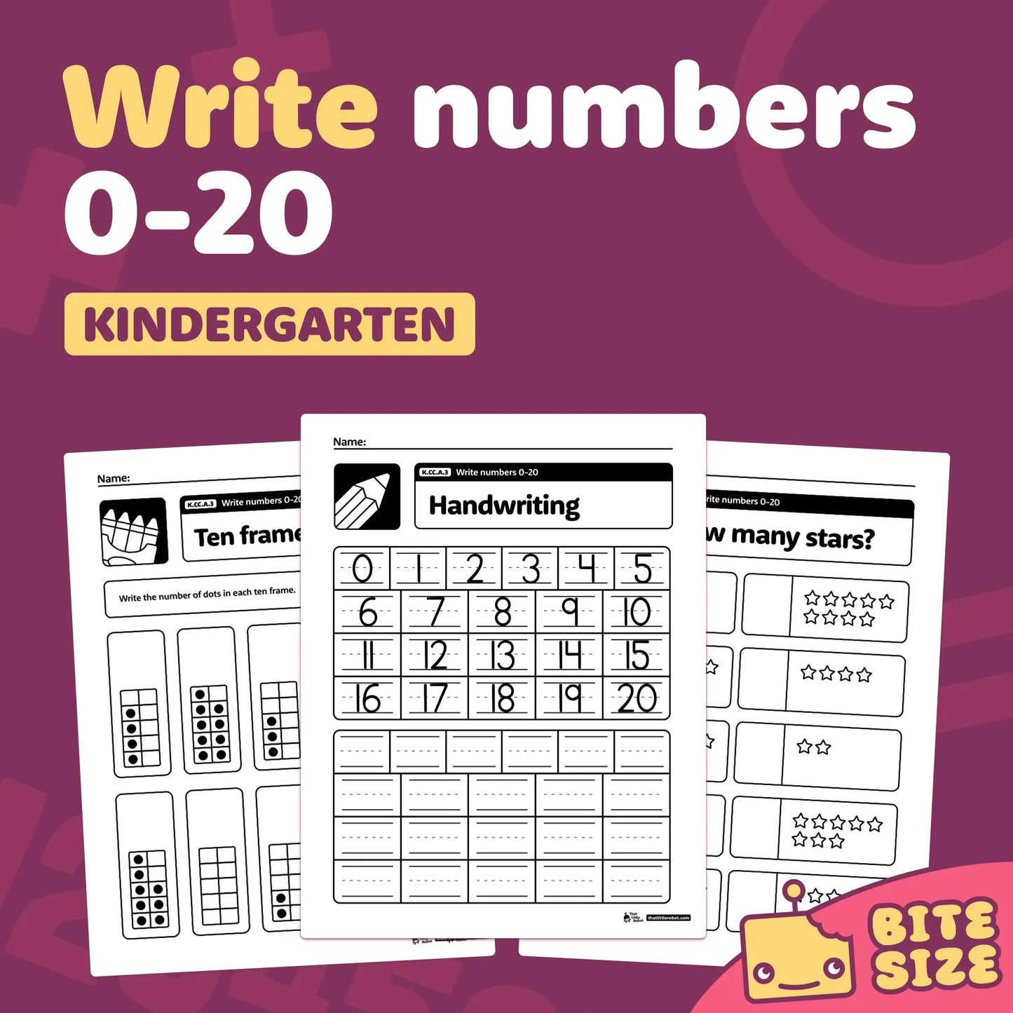 Write Numbers 0-20 Worksheets | K.CC.A.3